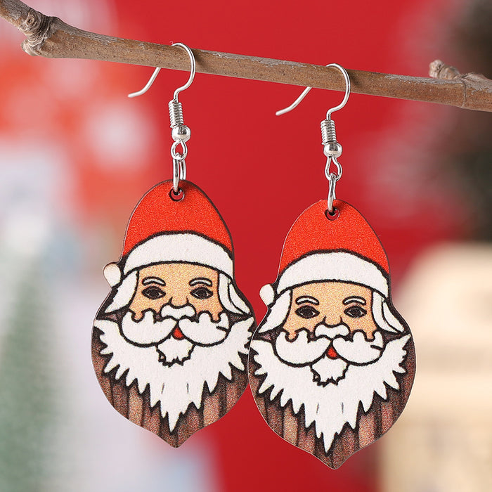 Wholesale Christmas  Pendant Earrings Wooden Double-Sided Earrings
