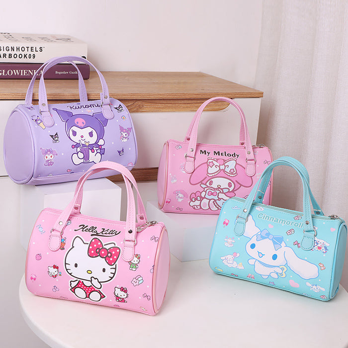 Wholesale Cute cartoon print horizontal cylindrical shoulder bag