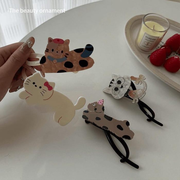 Wholesale Cartoon Cat Twist Clip Clip Women's  New Back of Head Hair Clip  Girl Ponytail One-word Clip