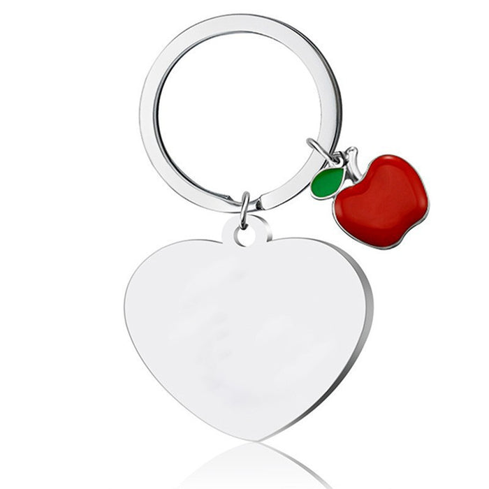 Wholesale Stainless steel small apple-shaped accessory heart-shaped keychains