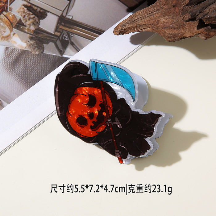 Wholesale Halloween imitation acetate  funny dark style shark clip personality creative pumpkin hairpin ghost clip