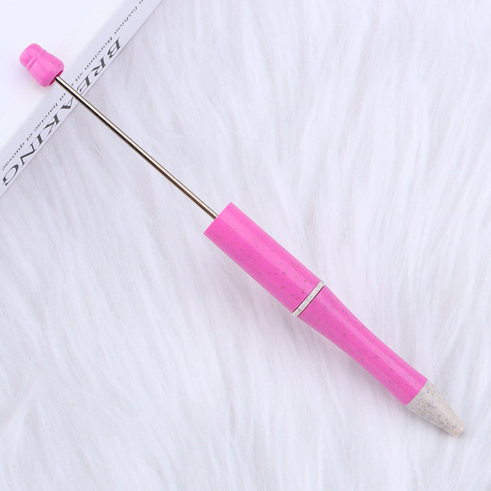 Wholesale Wheat Straw Material Plastic Bead Pen JDC-PN-JinBaiNian001