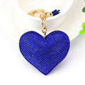 Wholesale Chic Heart Rhinestone Leather Tassel Keychain Fashion Bag Charm Car Key Accessory