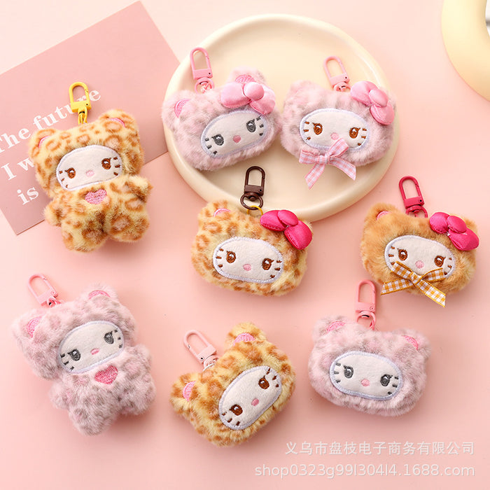 Wholesale 5 PCS Cute big-eared animal leopard print cat keychains