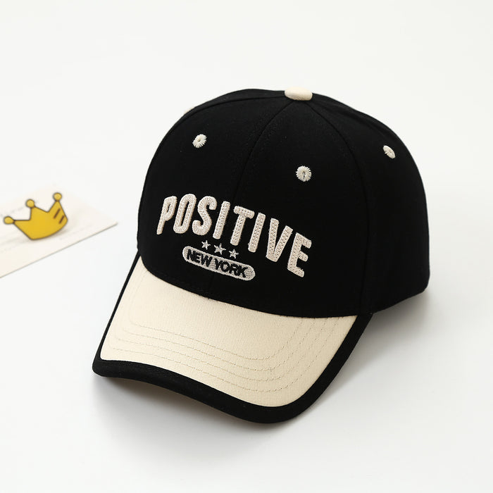 Wholesale Trendy Embroidered Letter Children S Baseball Cap Unisex Outdoor Sun Hat With Curved Brim Dark Blue Beige
