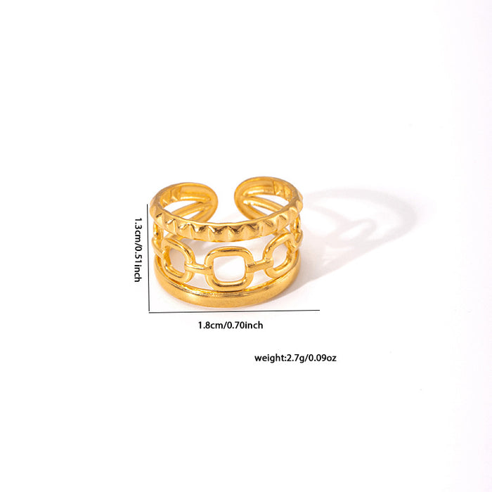 Wholesale Personalized hip-hop irregular Fried Dough Twists gold plated ring popular stainless steel geometric ring