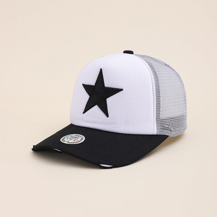 Wholesale Five-pointed star three-dimensional embroidery baseball cap outdoor sports sun protection breathable back mesh peaked cap