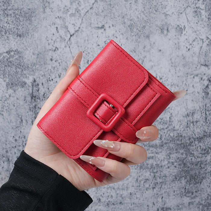 Wholesale Women' s Solid Color PU Leather Short Wallet Daily Matching Fashion Accessory