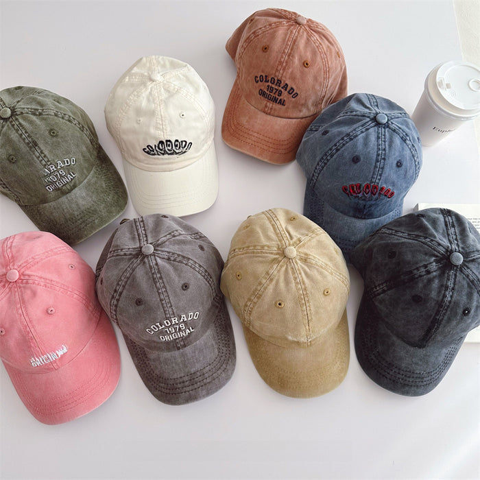 Wholesale Small niche vintage children's baseball cap, versatile and washed denim hat, sun shading duckbill cap