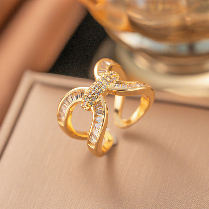 Wholesale Micro-Paved Zircon Cross Ring for Women Jewelry