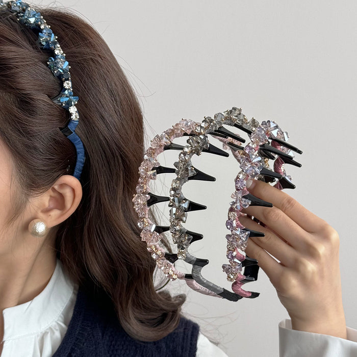 Wholesale Crystal toothed light luxury full diamond headband hair accessory with simple temperament retro versatile fine headband hair accessory