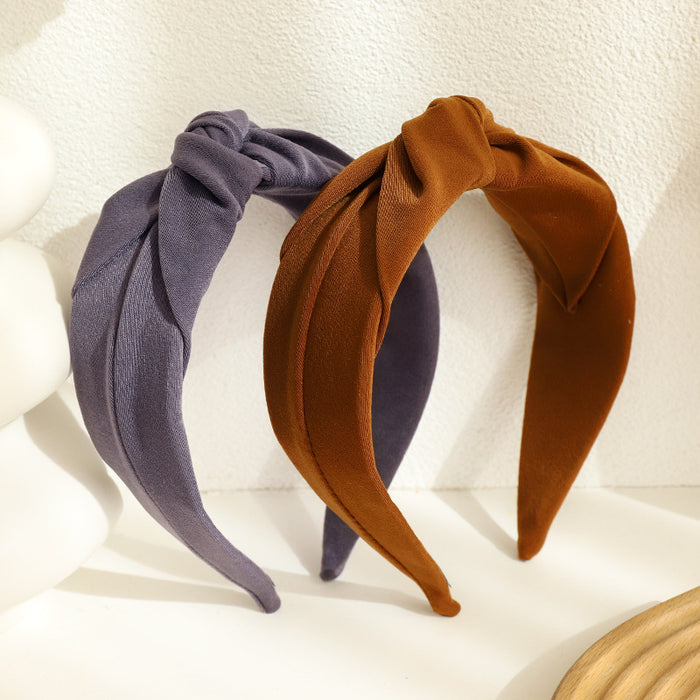 Wholesale Simple Wide Edge Solid Color Cloth Middle Knot Headband JDC-HD-MIs019