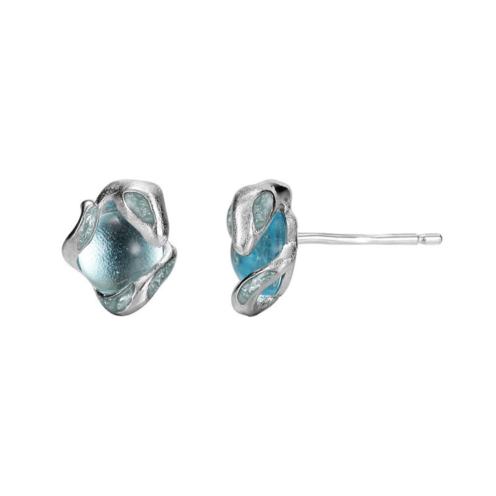 Wholesale Ice Blue Glue Drops Exotic Snake Earrings Elegant Sterling Silver Jewelry