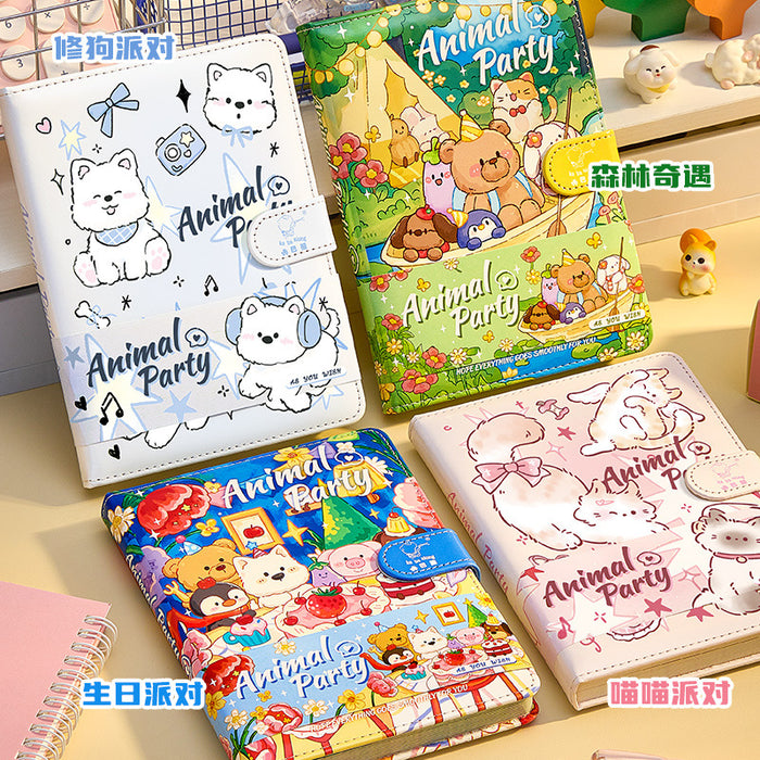 Wholesale Cute Cartoon Bear Imitation Leather Notebook with Magnetic Buckle 96 Full-Color Page