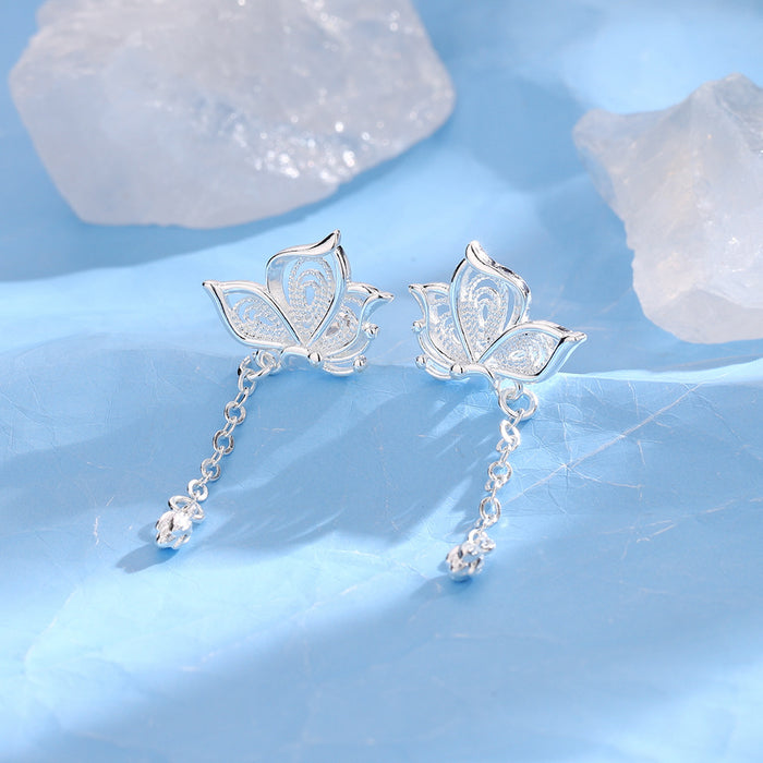 Wholesale Tassel butterfly earrings, light luxury chain, hollowed out and twisted earrings