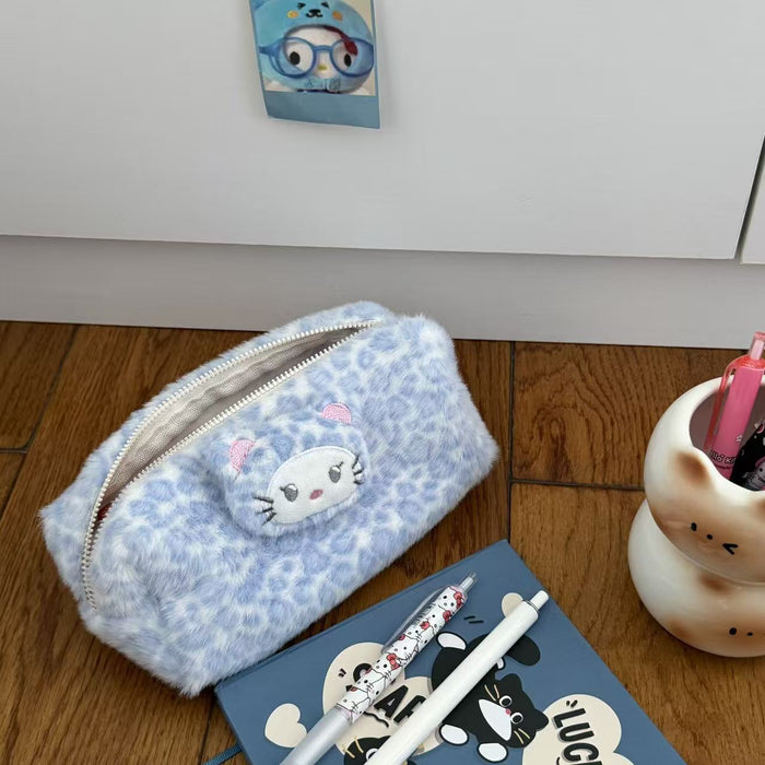 Wholesale Plush Leopard Print Pencil Bags