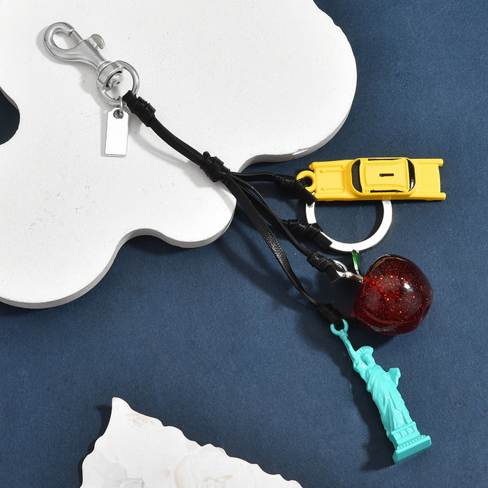 Wholesale Electroplated Metal New York Statue Of Liberty Bag Charm Keychain Chic Black Rope Pendant Everyday Gift