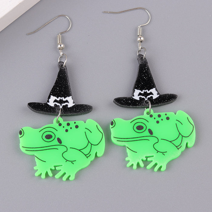 Wholesale  Creative Fun Earrings Green Series Frog Snake Acrylic Earrings Funny Personality Earrings Ear Accessories