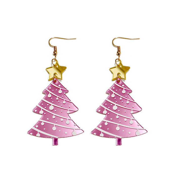 Wholesale Christmas earrings mirror acrylic ing Christmas tree earrings