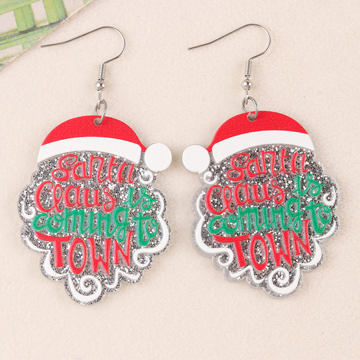 Wholesale Cartoon Christmas Series Acrylic Earrings Snowman Cup Flower Personalized Wine Bottle Earrings Ear Jewelry