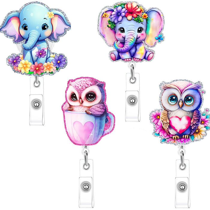 Wholesale Acrylic Cute Animal Series Retractable Easy-pull Buckle Lanyard Keychain JDC-KC-CHai004