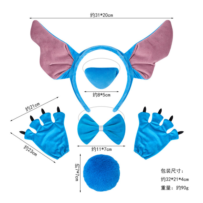 Wholesale Animal Headband Blue Ears Gloves Headband Set Cute Headwear