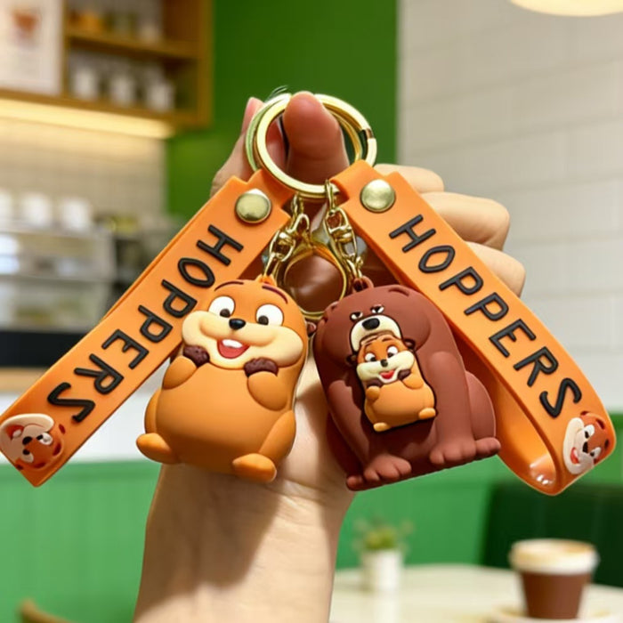 Wholesale Silicone PVC Cartoon Beaver Keychain Bag Charm Decorative Gift for Kids MOQ≥2