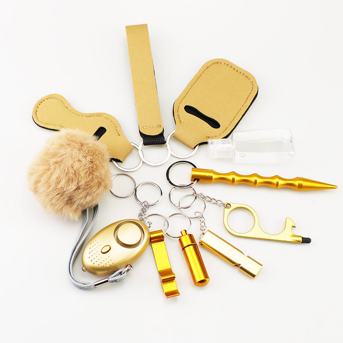 Wholesale 11 Piece Self Defense Keychain Set Black Alloy Everyday Car Key Accessory For Resale
