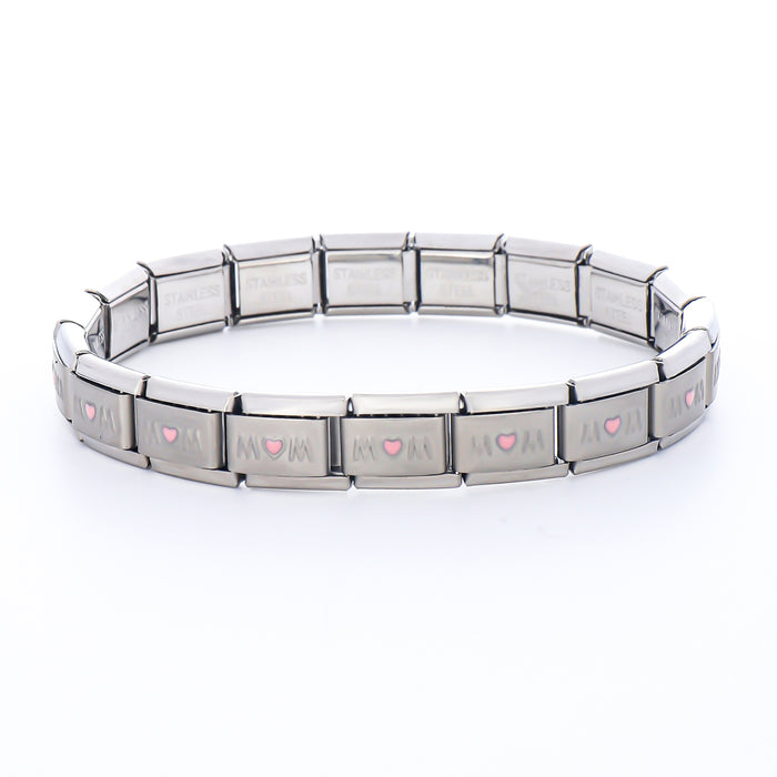 Wholesale Mother' s Day Series Stainless Steel Italian Flower Bracelet DIY Module Combination Jewelry