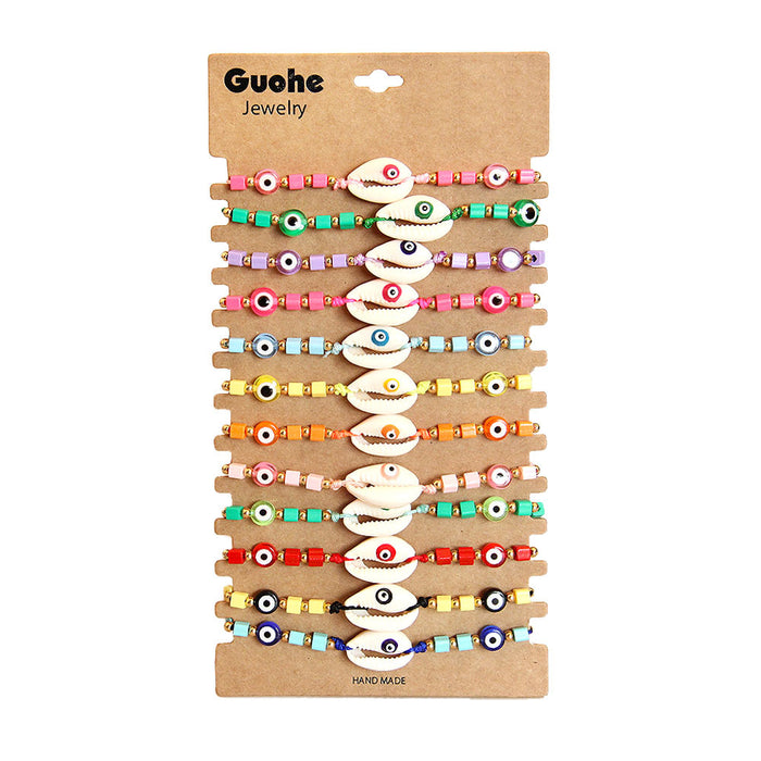 Wholesale Pine Stone Sea Star Conch Bracelet New Natural Stone Pine Stone Sea Star Woven Conch Beach Bracelet