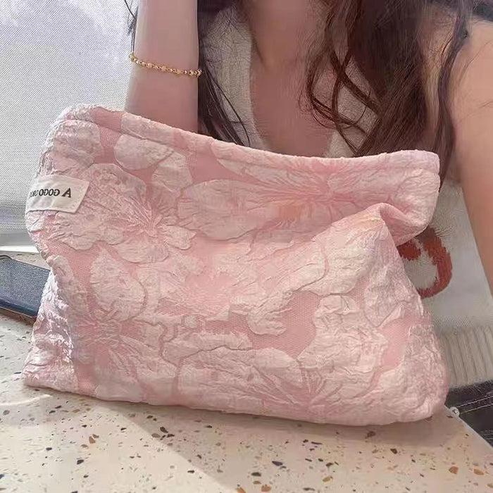 Wholesale Corduroy contrasting striped makeup bag for portable travel and business trips