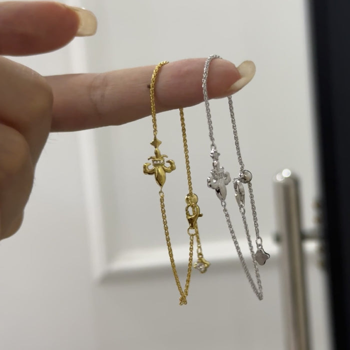 Wholesale S925 Sterling Silver Bracelet Flower Gold Plated Diamond Elegant Fashion