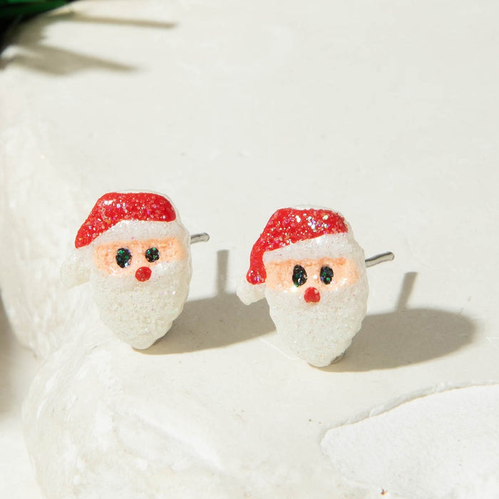 Wholesale Electroplated Resin Christmas Stud Earrings Snowman Santa Tree Fashion Jewelry Accessory Gift MOQ≥2