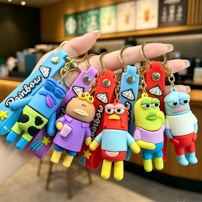 Wholesale Bottom Silly Fish Keychain Funny PVC Cartoon Pendant MOQ≥2