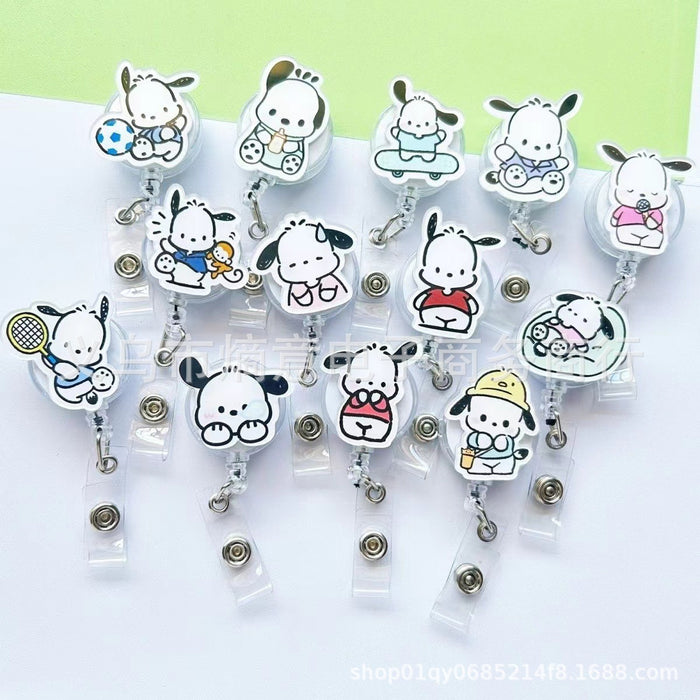 Wholesale Cute Cartoon Retractable Hanging Buckle Badge Reels Keychains