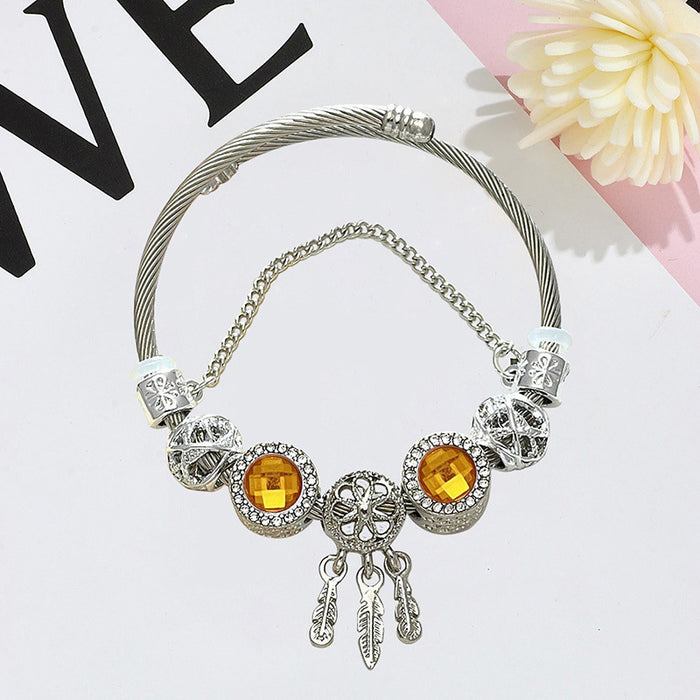 Wholesale Dreamcatcher Beaded Bracelet for Women Black Alloy Electroplated Fashion Jewelry Accessory Gift