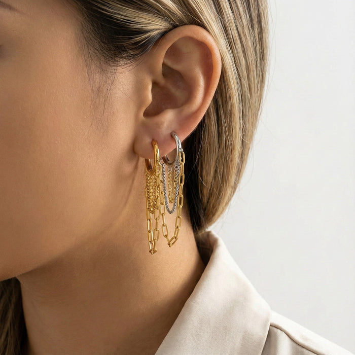 Wholesale Titanium steel Minimalist &  Stylish Chain Tassel Earrings