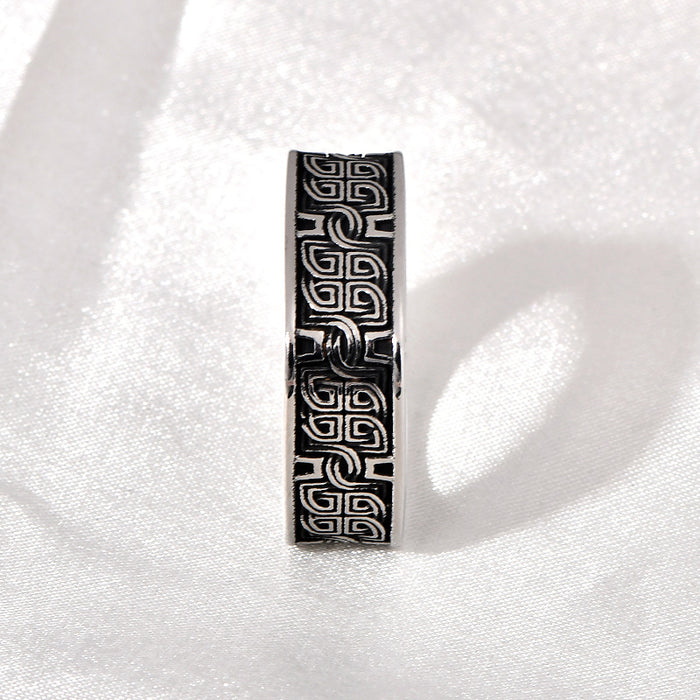 Wholesale Retro Handmade Square-Round Plate Men' s Ring
