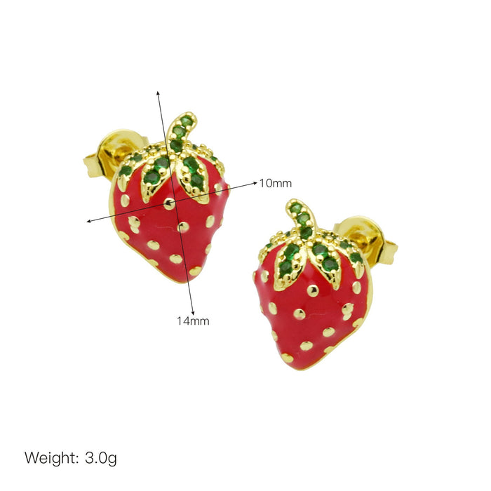 Wholesale Fruit strawberry cherry color drop oil earrings