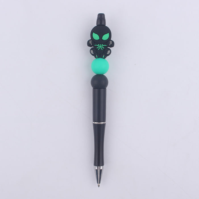 Wholesale Cartoon Pattern Halloween Pumpkin Spider Silicone Beads Plastic Bead Pen JDC-PN-GuangTian004