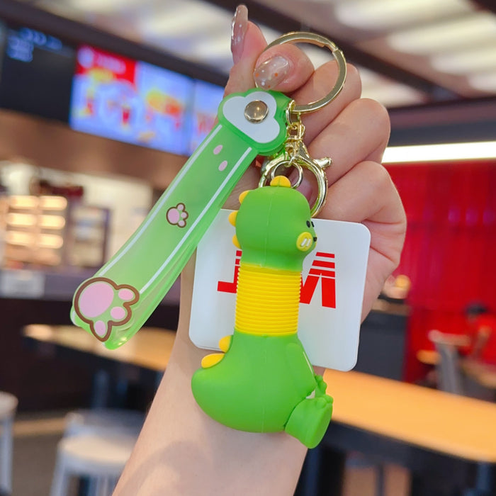 Wholesale Retractable animal pendant PVC doll keychain