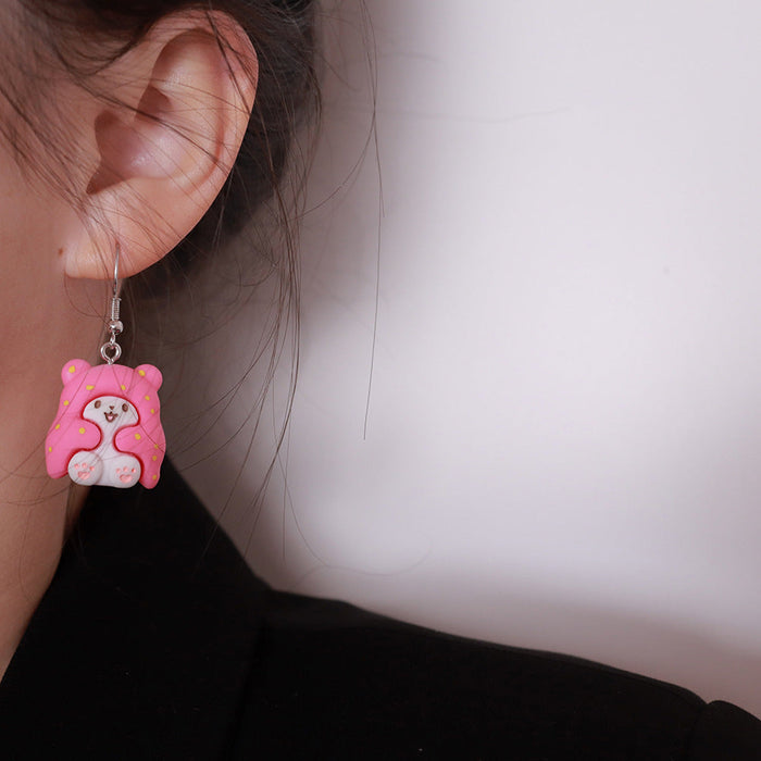 Wholesale Cartoon Animal Hopping Bear Earrings JDC-NS-NiQing013