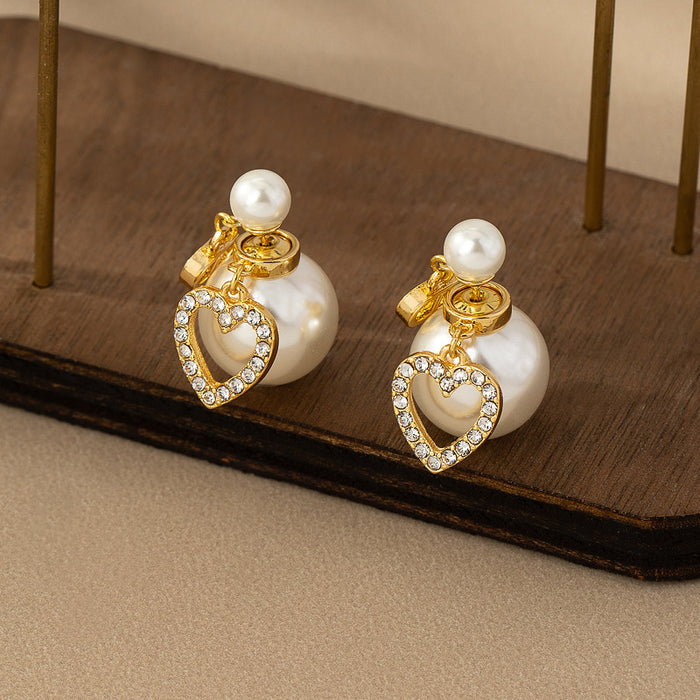 Wholesale Diamond-encrusted pearl earrings