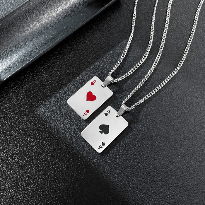 Wholesale Stainless steel necklace personalized poker pendant