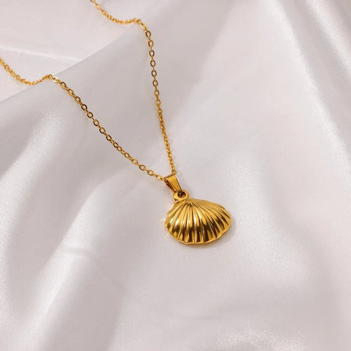 Wholesale Stainless Steel Vintage Simple Shell Starfish Scallop Necklace