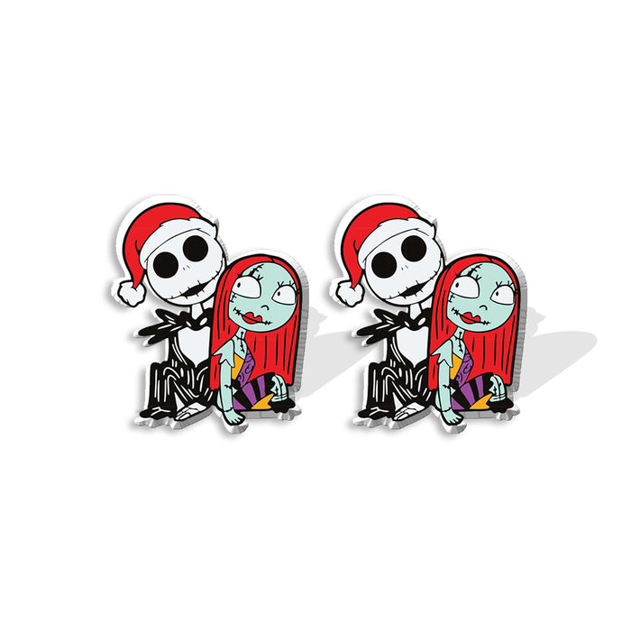 Wholesale Christmas Skull Asymmetrical Resin Earrings JDC-ES-KaLu012