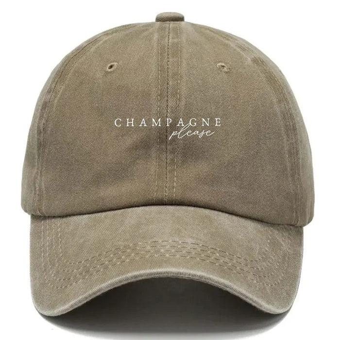 Wholesale Champagne Please Letter Print Distressed Baseball Cap Fashion Accessory Boutique Gift For Summer