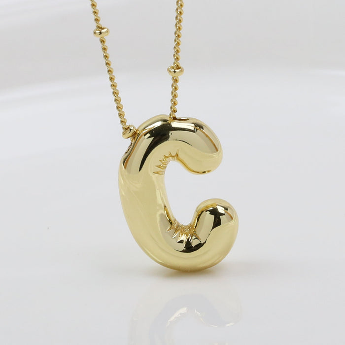 Wholesale 2PCS 18k Brass Glossy Balloon 26 English Letter Necklace JDC-NE-BaiYi006