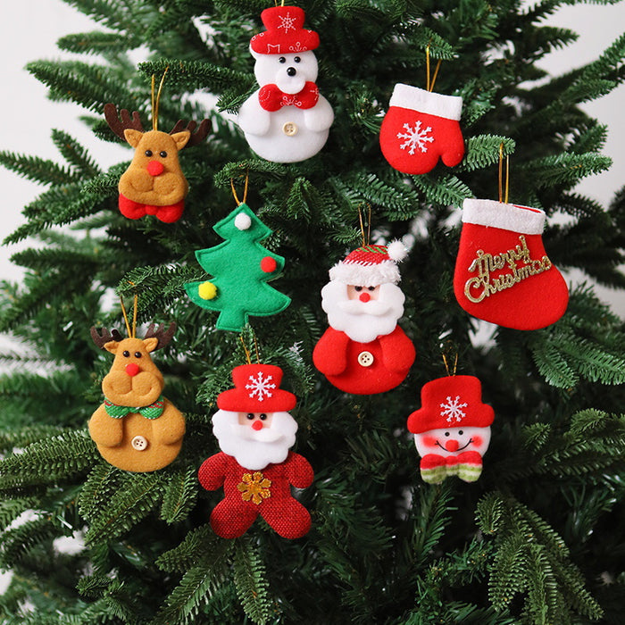 Wholesale Christmas Decoration Pendant Fabric Accessories Christmas Tree Decoration Pendant Doll Snowman Bell Pendant