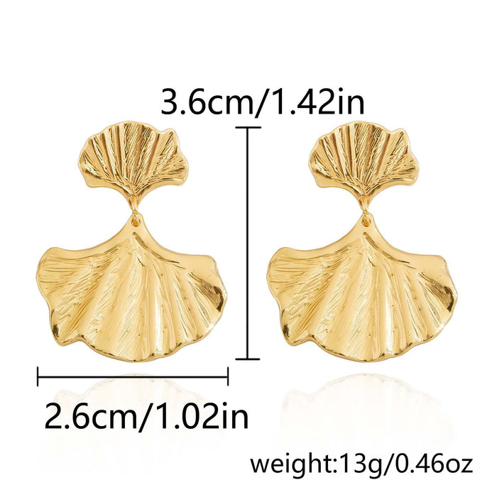 Wholesale Real gold ginkgo leaf earrings,  non-fading flower earrings